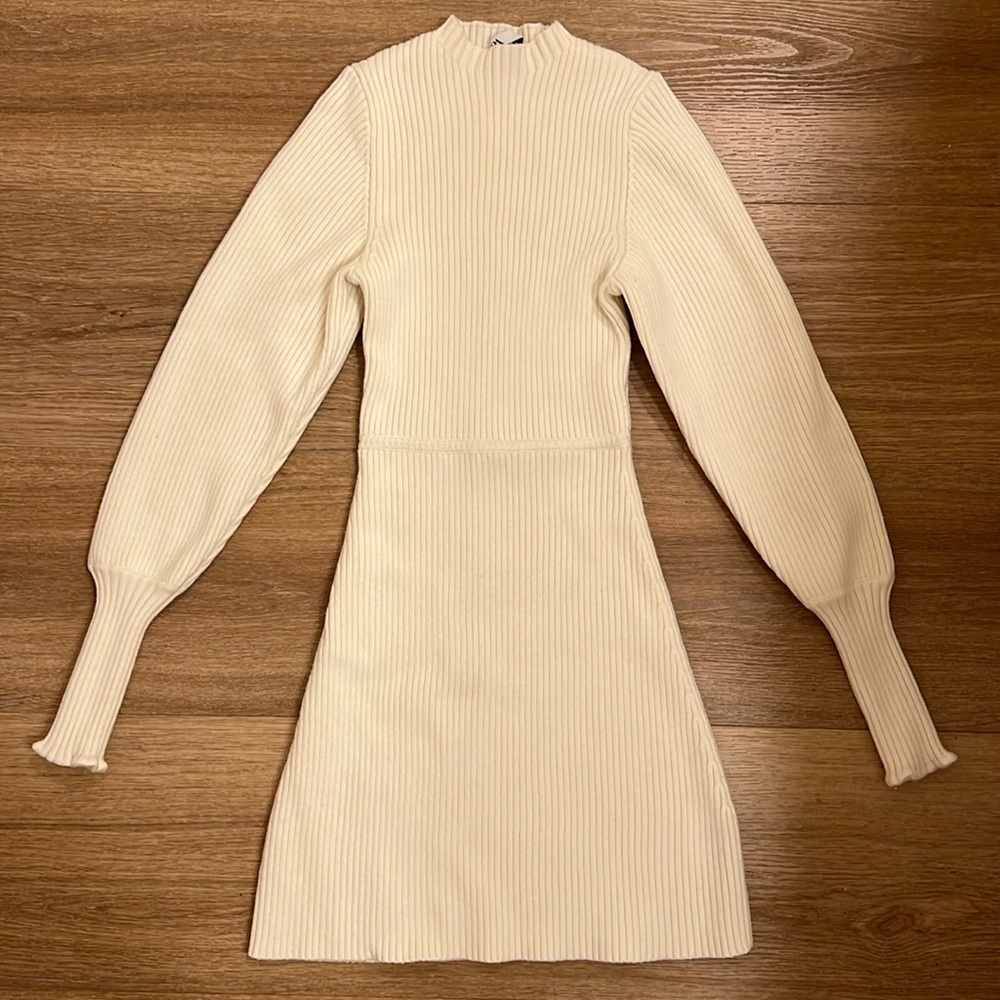 Zara Cream Knit Sweater Dress